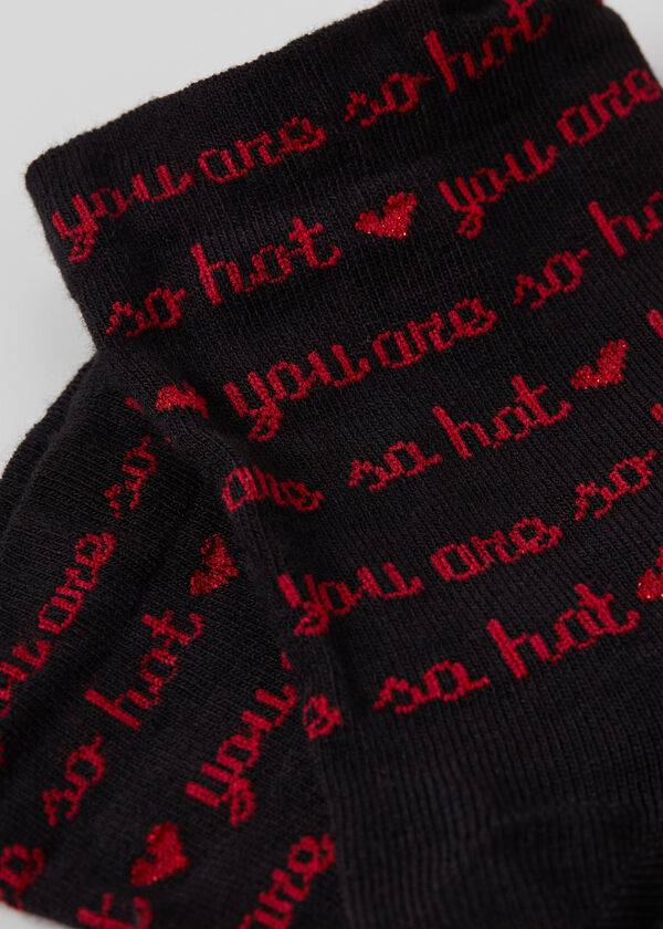 Calcetines Calzedonia Love Pattern Corta Mujer Negras | CL2447OR