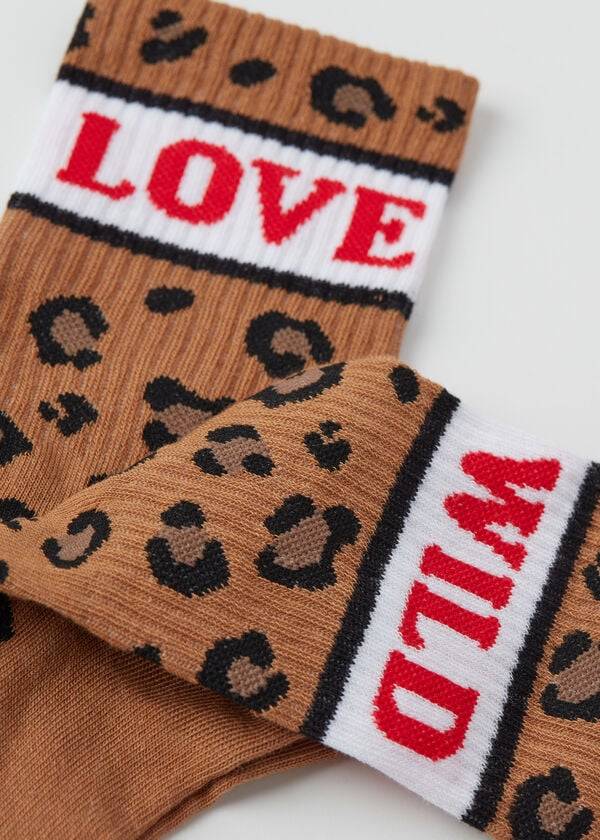 Calcetines Calzedonia Love Pattern Corta Mujer Marrones | CL2448IS