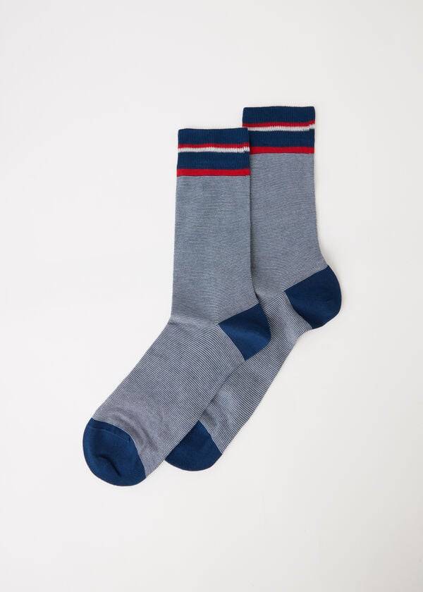 Calcetines Calzedonia Micro A Rayas Crew Hombre Gris | CL2857DN