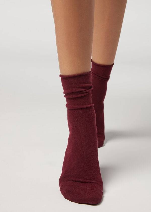 Calcetines Calzedonia Non-Elastic Algodon Ankle Corta Mujer Rojas | CL2455QZ