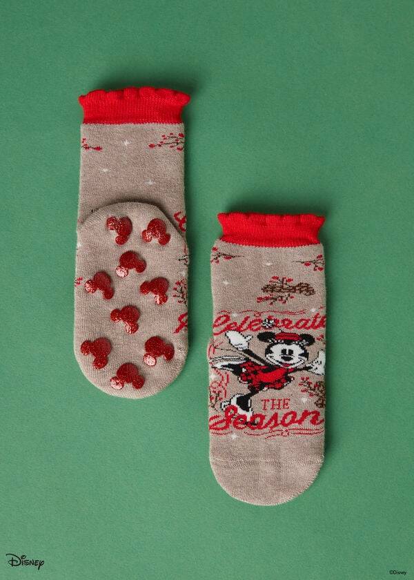 Calcetines Calzedonia Non-slip Disney Minnie Mouse Christmas Corta Niños Marrones | CL3117KI