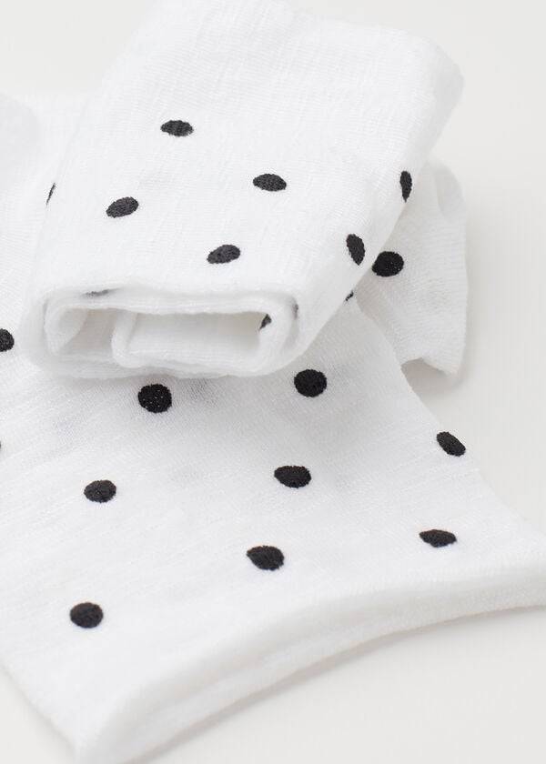 Calcetines Calzedonia Polka Dot Motif Corta with Linen Mujer Blancas | CL2468FM