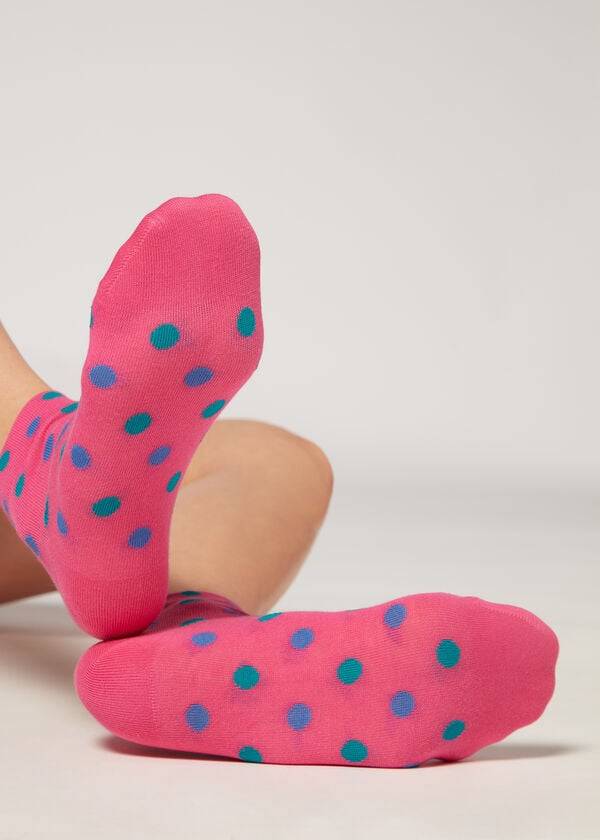 Calcetines Calzedonia Polka Dot Pattern Corta Mujer Rosas | CL2470SO