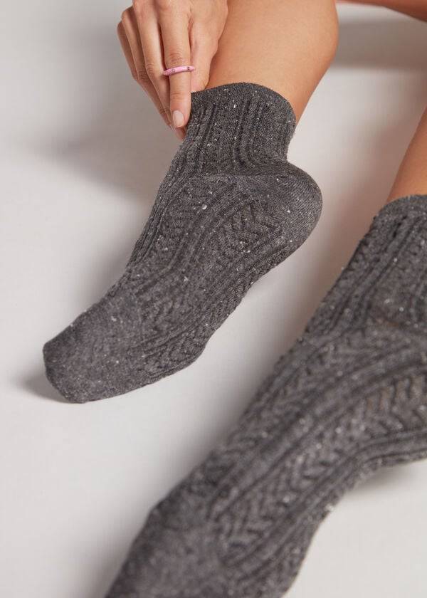 Calcetines Calzedonia Slub Algodon Corta Mujer Gris | CL2532WY