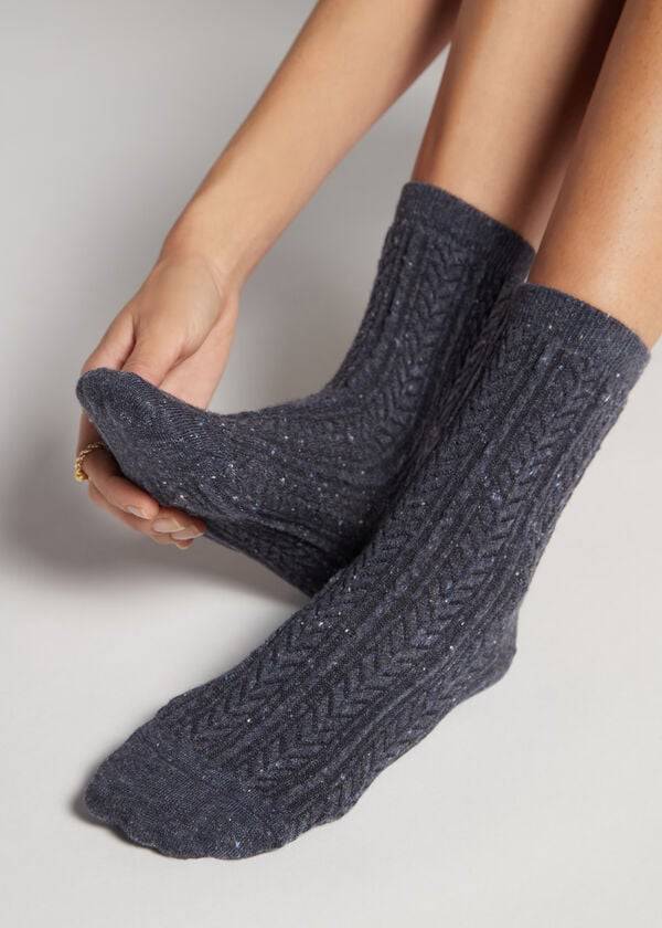 Calcetines Calzedonia Slub Algodon Corta Mujer Plateadas | CL2533QZ