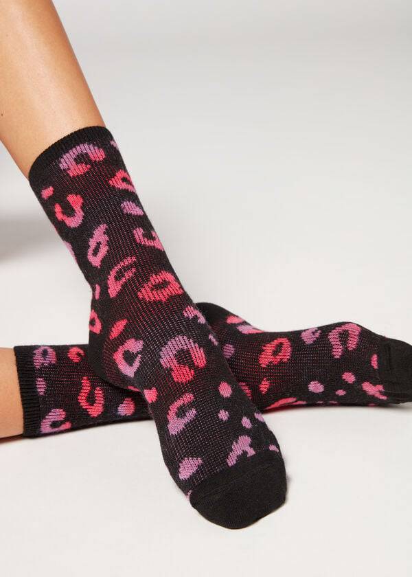 Calcetines Calzedonia Spotted Cashmere Corta Mujer Negras Rosas | CL2540ZG