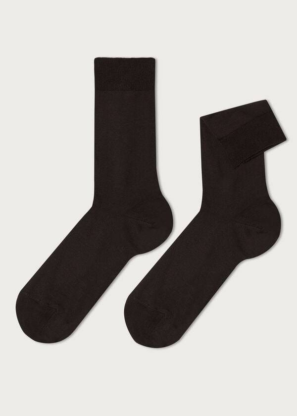 Calcetines Calzedonia Stretch Algodon Crew Hombre Marrones | CL2814AP