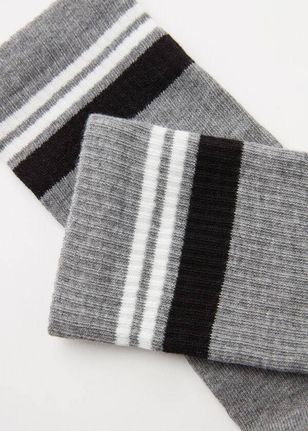 Calcetines Calzedonia Stripe Motif Crew Hombre Gris | CL2871NB
