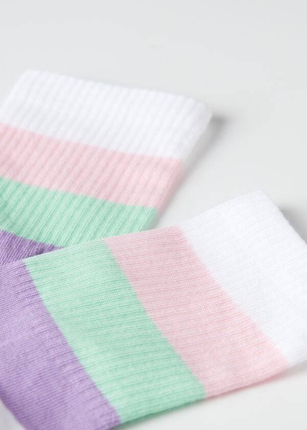 Calcetines Calzedonia Stripe Patterned Corta Mujer Blancas | CL2542KI