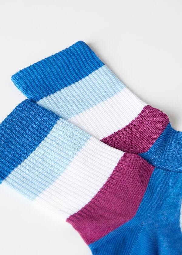 Calcetines Calzedonia Stripe Patterned Corta Mujer Azules | CL2543JJ