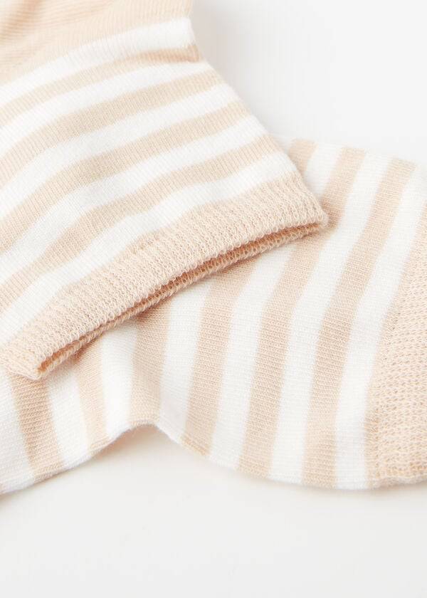 Calcetines Calzedonia Stripe Patterned Corta Mujer Beige | CL2545GL