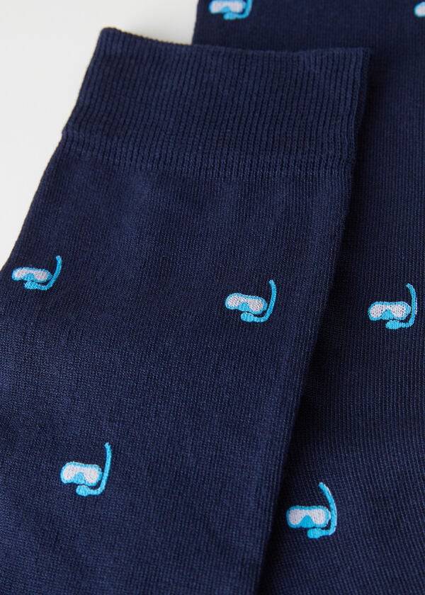 Calcetines Calzedonia Summer Print Crew Hombre Azules | CL2873VD