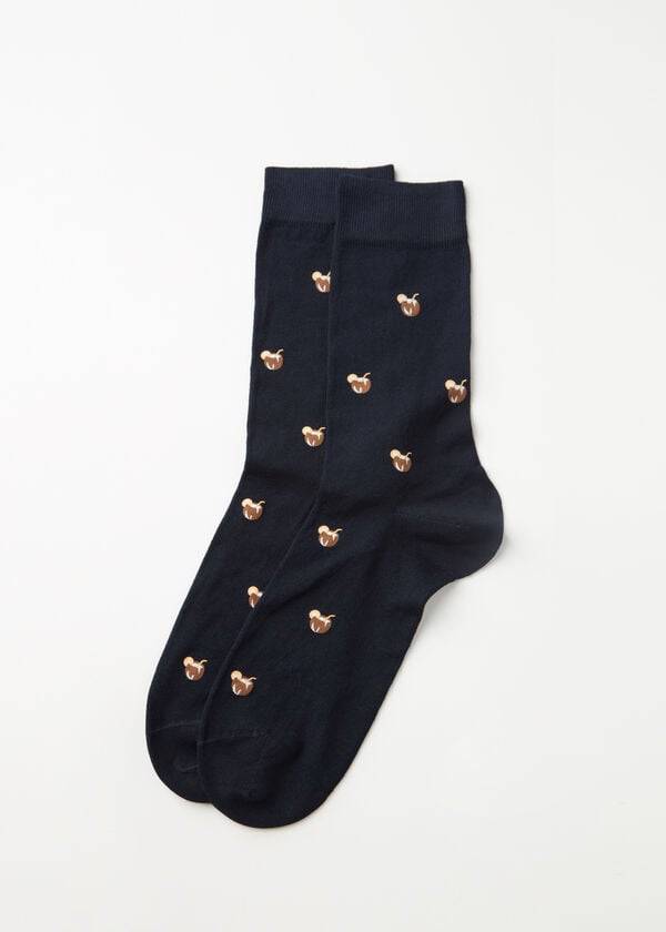 Calcetines Calzedonia Summer Print Crew Hombre Azul Marino | CL2874CE