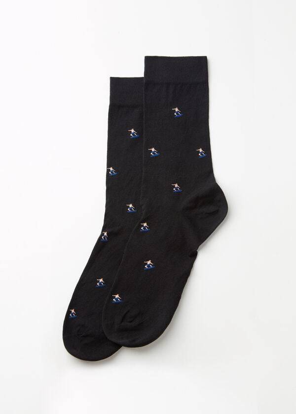 Calcetines Calzedonia Summer Print Crew Hombre Negras | CL2876ZG