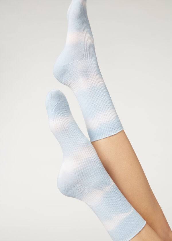 Calcetines Calzedonia Tie Dye Patterned Corta Mujer Azules | CL2551OR