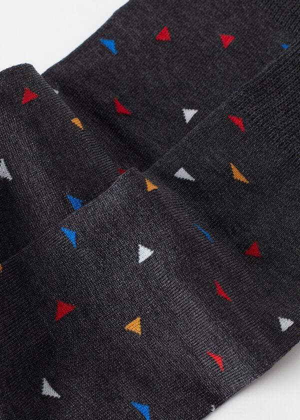 Calcetines Calzedonia Triangle Pattern Crew Hombre Gris | CL2861OR