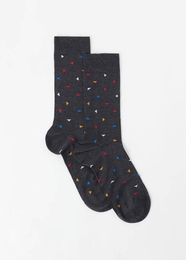 Calcetines Calzedonia Triangle Pattern Crew Hombre Gris | CL2861OR