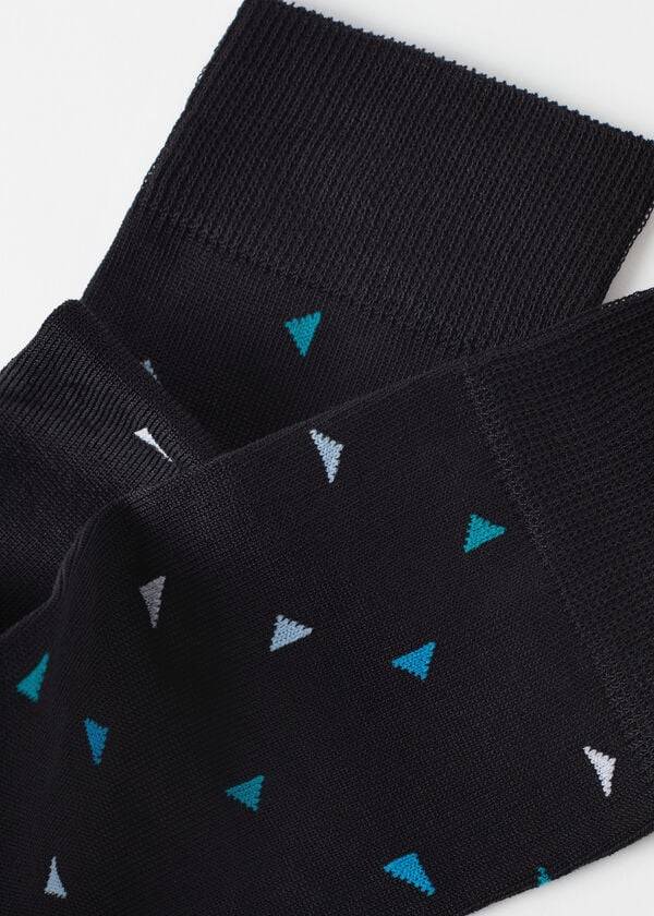 Calcetines Calzedonia Triangle Pattern Crew Hombre Negras | CL2862IS
