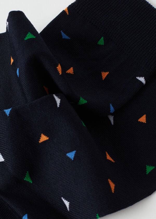 Calcetines Calzedonia Triangle Pattern Crew Hombre Azules | CL2863UT