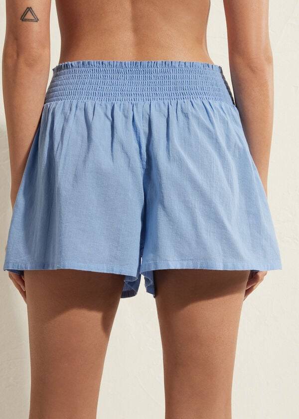 Cubrirlos Calzedonia Algodon Shorts Mujer Azules | CL2118GL