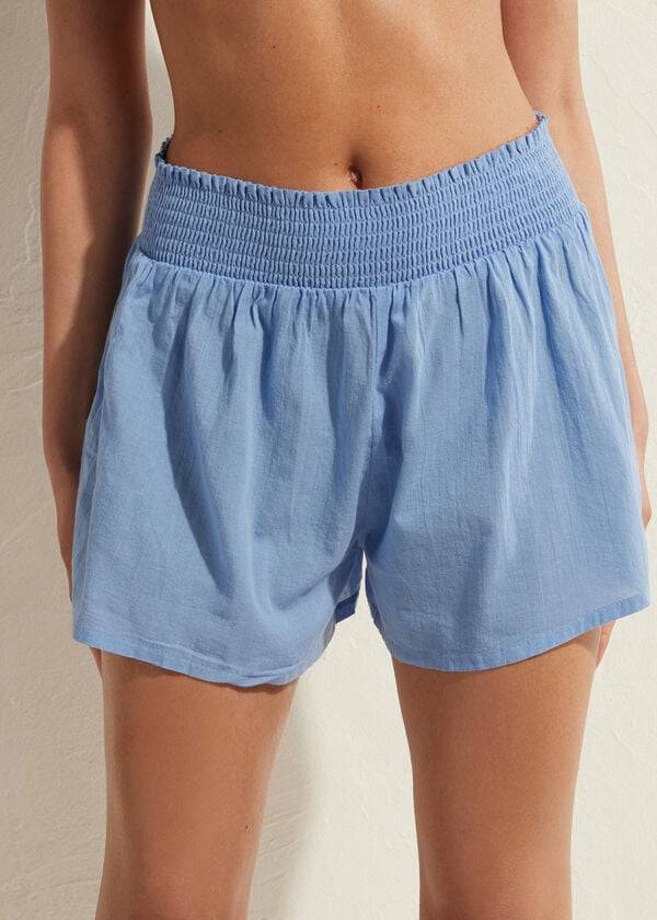 Cubrirlos Calzedonia Algodon Shorts Mujer Azules | CL2118GL