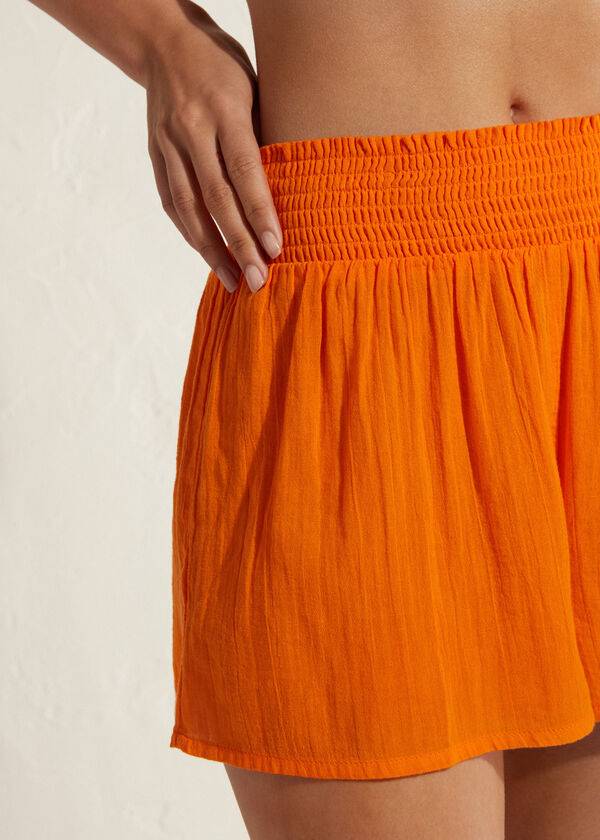 Cubrirlos Calzedonia Algodon Shorts Mujer Naranjas | CL2121KI