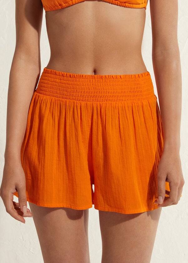 Cubrirlos Calzedonia Algodon Shorts Mujer Naranjas | CL2121KI