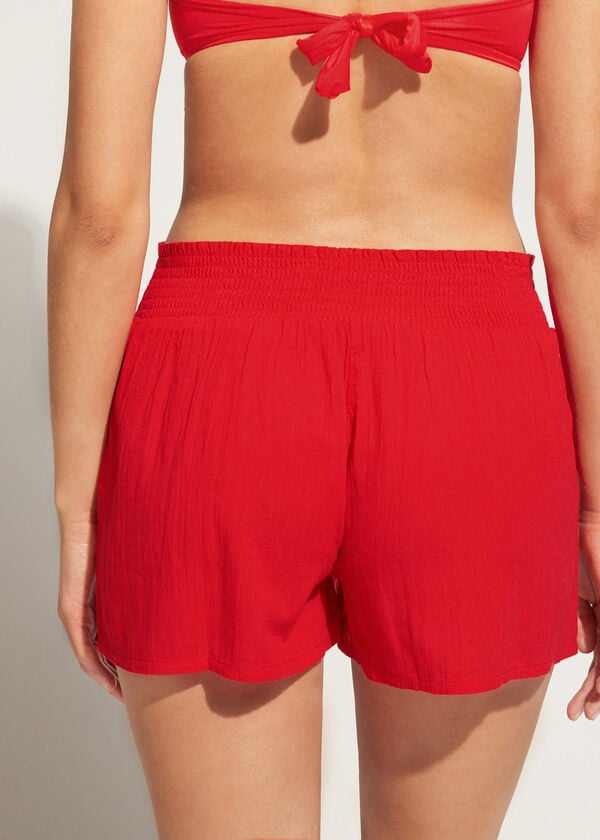 Cubrirlos Calzedonia Algodon Shorts Mujer Rojas | CL2122LH