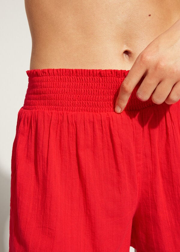 Cubrirlos Calzedonia Algodon Shorts Mujer Rojas | CL2122LH