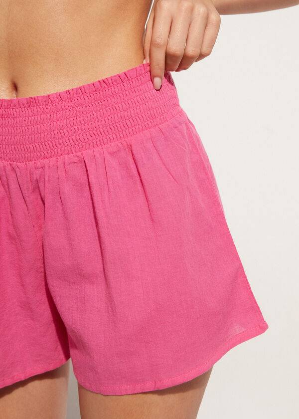 Cubrirlos Calzedonia Algodon Shorts Mujer Rosas | CL2123ZG