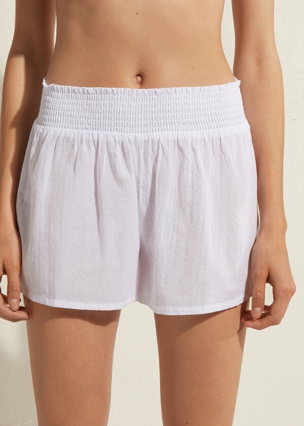 Cubrirlos Calzedonia Algodon Shorts Mujer Blancas | CL2124XF