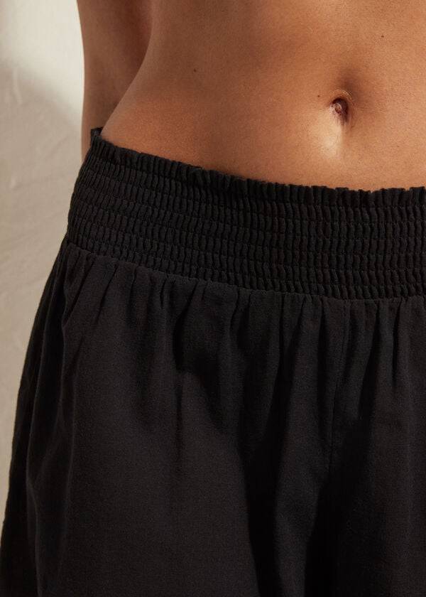 Cubrirlos Calzedonia Algodon Shorts Mujer Negras | CL2125CE