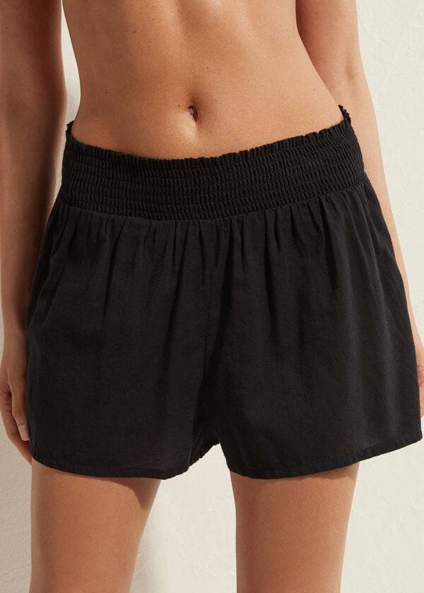 Cubrirlos Calzedonia Algodon Shorts Mujer Negras | CL2125CE