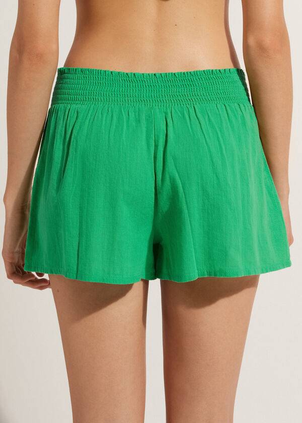 Cubrirlos Calzedonia Algodon Shorts Mujer Verde | CL2126VD