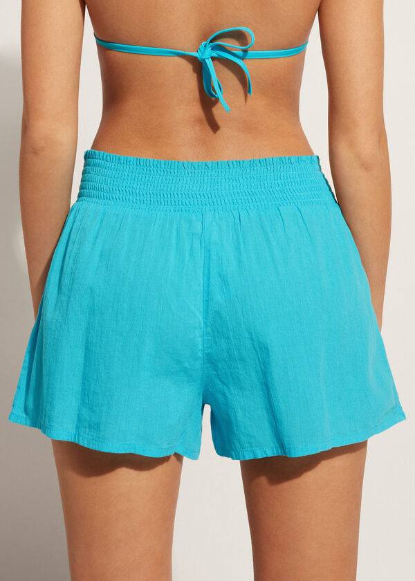 Cubrirlos Calzedonia Algodon Shorts Mujer Turquesa Verde | CL2127BC