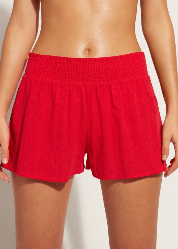 Cubrirlos Calzedonia Algodon Shorts Sexy Mujer Rojas | CL2128NB