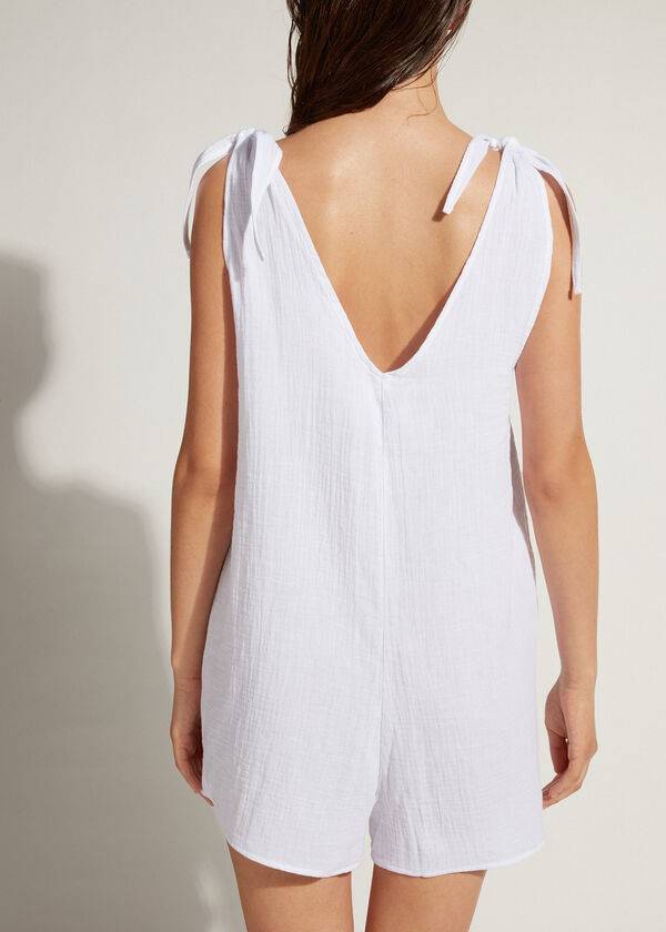 Cubrirlos Calzedonia Corta Algodon Romper Mujer Blancas | CL2113PQ