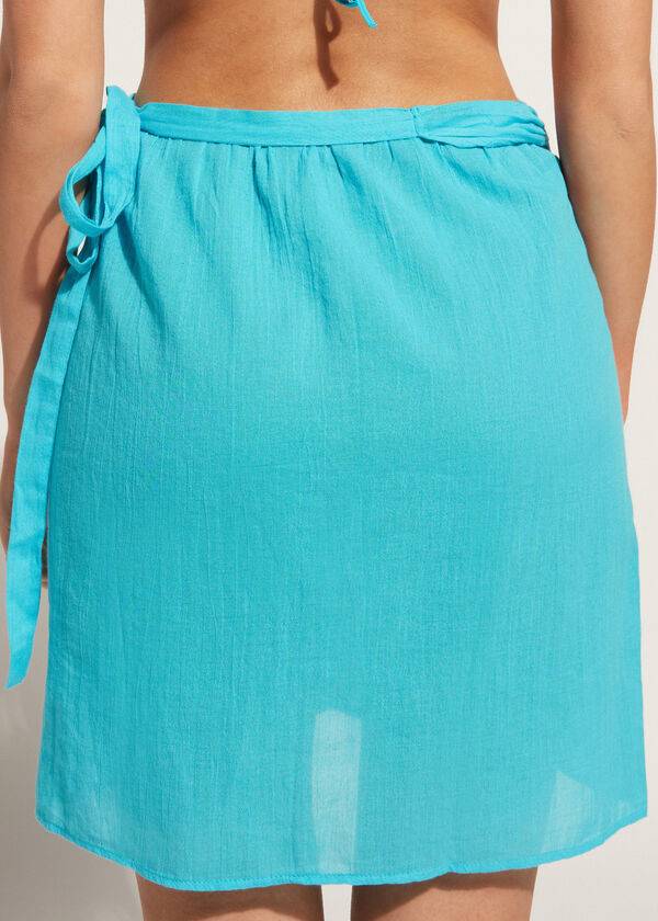 Cubrirlos Calzedonia Corta Wrap Sarong Mujer Turquesa Verde | CL2138OR