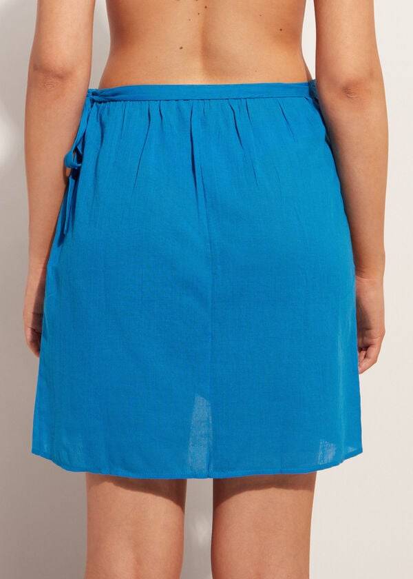 Cubrirlos Calzedonia Corta Wrap Sarong Mujer Azules | CL2139PQ