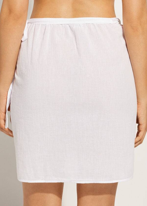Cubrirlos Calzedonia Corta Wrap Sarong Mujer Blancas | CL2141SO