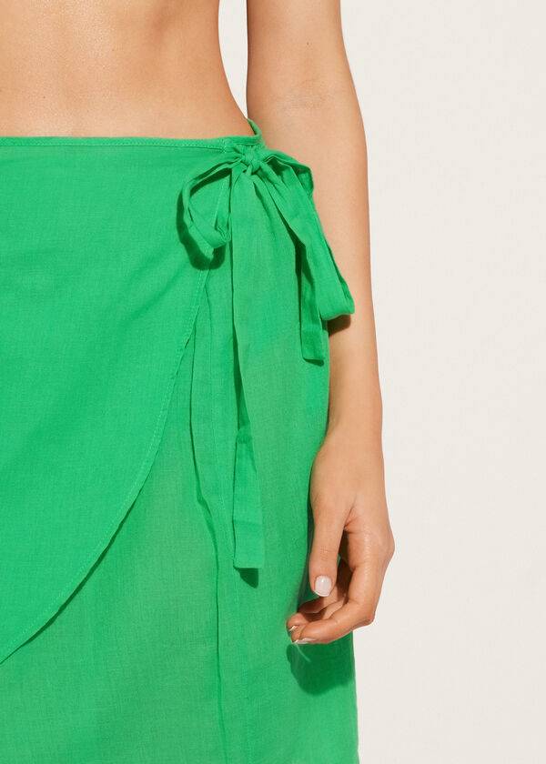 Cubrirlos Calzedonia Corta Wrap Sarong Mujer Verde | CL2142DN