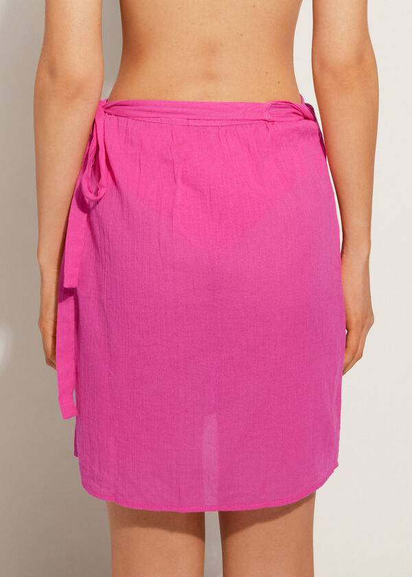 Cubrirlos Calzedonia Corta Wrap Sarong Mujer Rosas | CL2144GL
