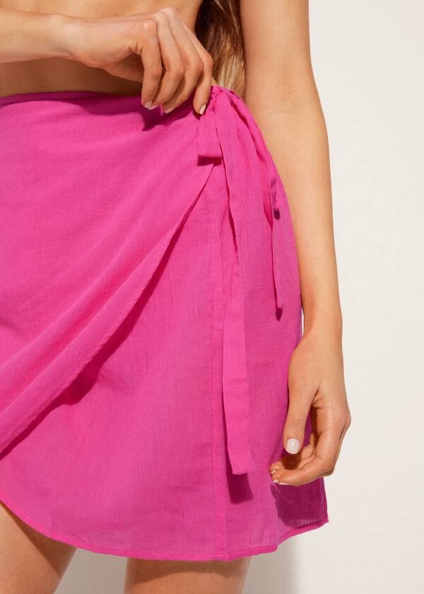 Cubrirlos Calzedonia Corta Wrap Sarong Mujer Rosas | CL2144GL