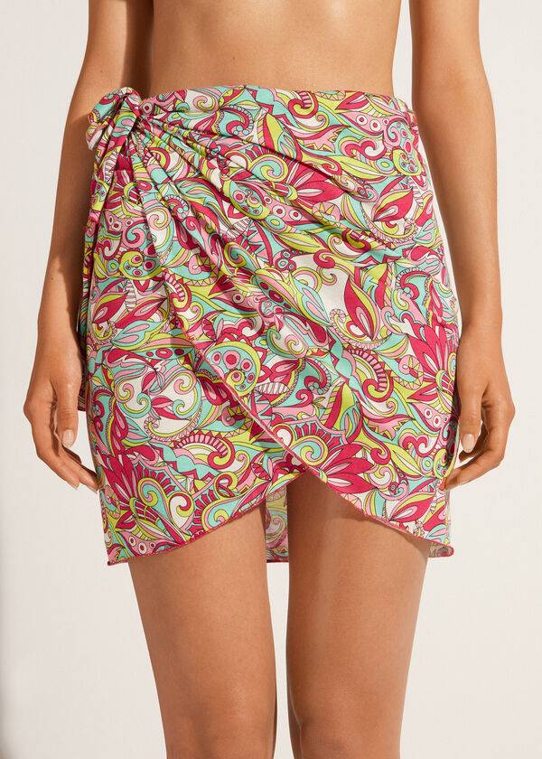 Cubrirlos Calzedonia Corta Wraparound Sarong Mujer Rojas | CL2146JJ