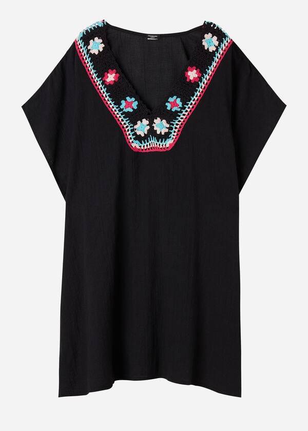 Cubrirlos Calzedonia Crochet Neckline Kaftan Mujer Negras | CL2074VD