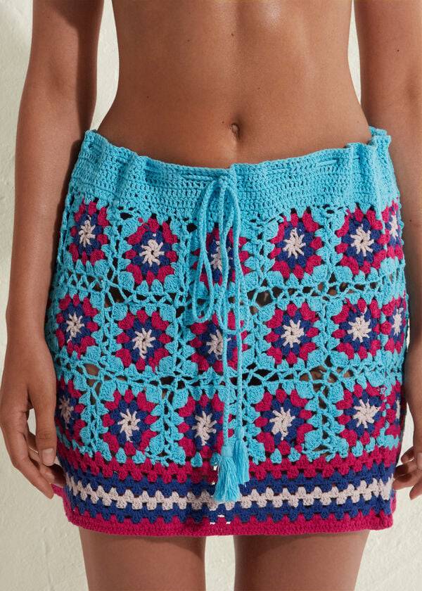 Cubrirlos Calzedonia Crochet Skirt Mujer Turquesa Azules | CL2129MA