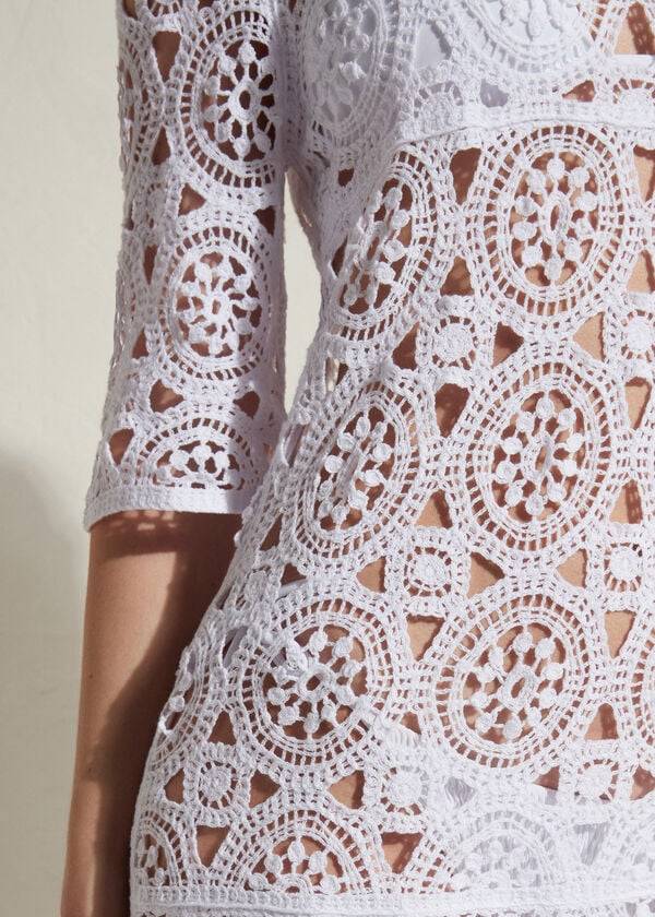 Cubrirlos Calzedonia Crochet Vestido Mujer Blancas | CL2071ZG