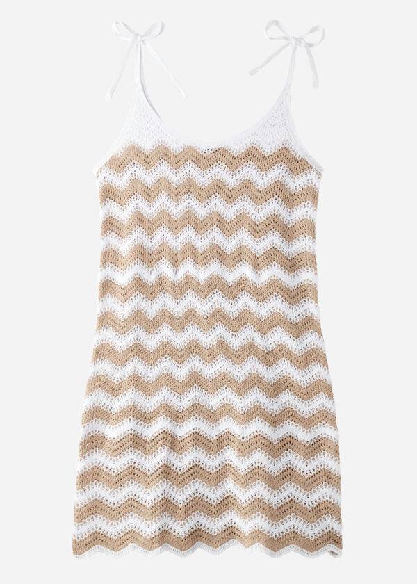 Cubrirlos Calzedonia Crochet Vestido with Chevron Motif Mujer Blancas Beige | CL2072XF