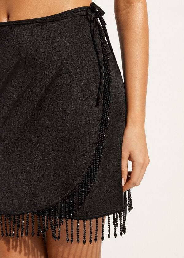 Cubrirlos Calzedonia Crystal and Sequin Mini Pareo Taipei Mujer Negras | CL2131WY