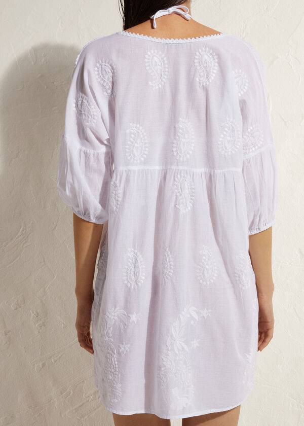 Cubrirlos Calzedonia Embroidered Vestido Mujer Blancas | CL2078QZ